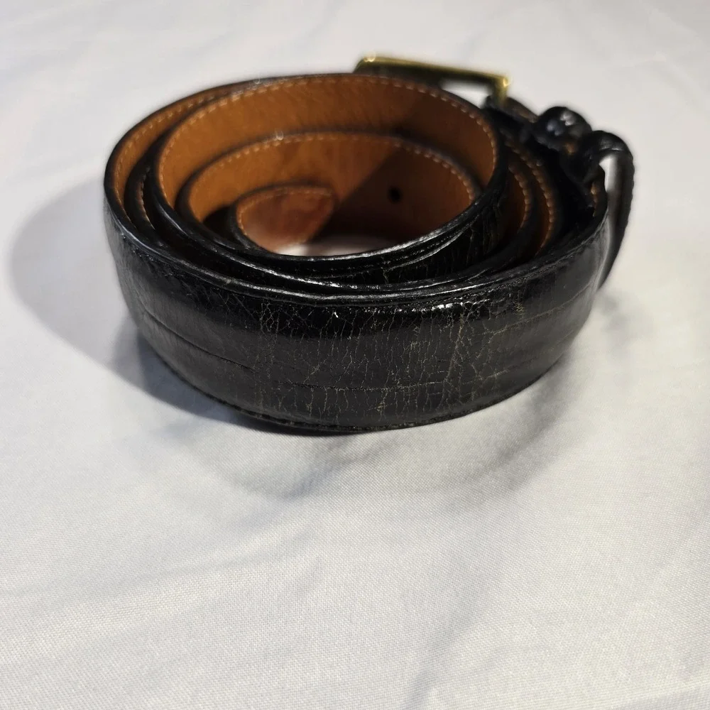 BRIGHTON EMBOSSED‎ TEXTURED LEATHER BELT BROWN SOLID BRASS BUCKLE MEN SIZE 40